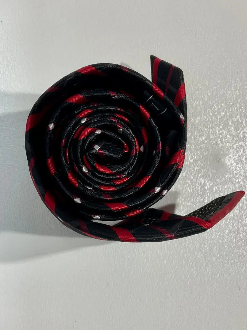 Bill Robinson Mens Tie Black Red White Plaid